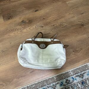 COACH Penelope White & Brown Leather Satchel/Shoulder Bag